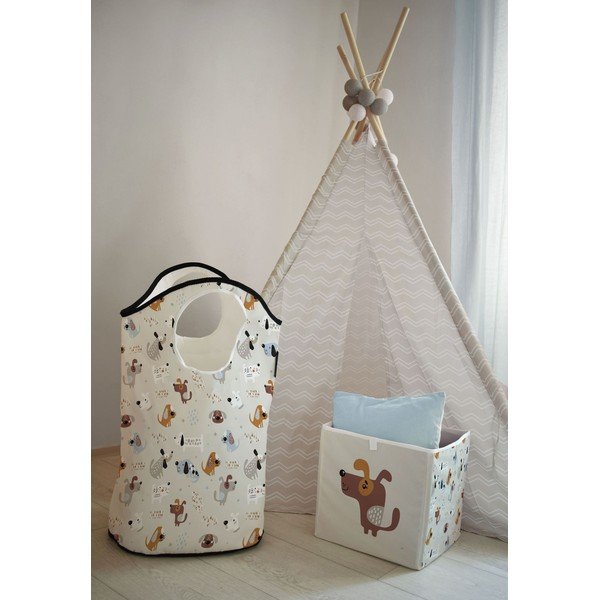 Bézs textil játéktároló kosár 57x26x70 cm Woof Woof – Butter Kings-image-1