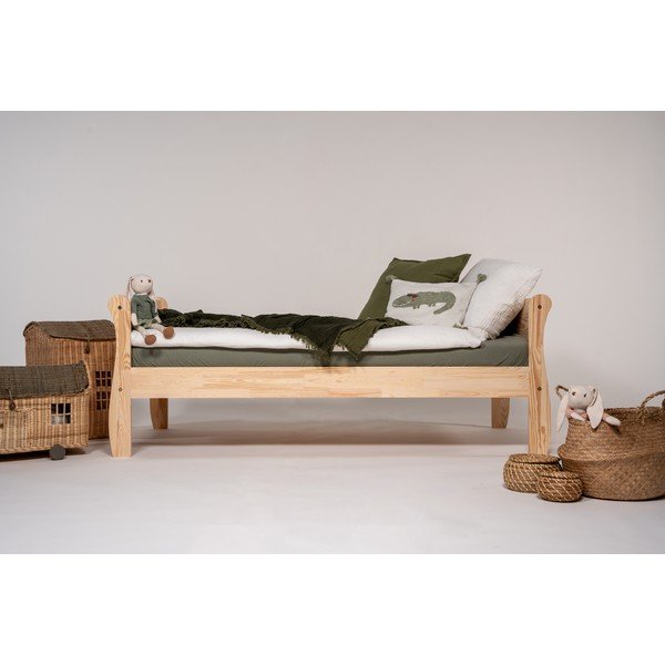 Natúr színű borovi fenyő gyerekágy ágyráccsal 80x160 cm Roma – Adeko-image-2