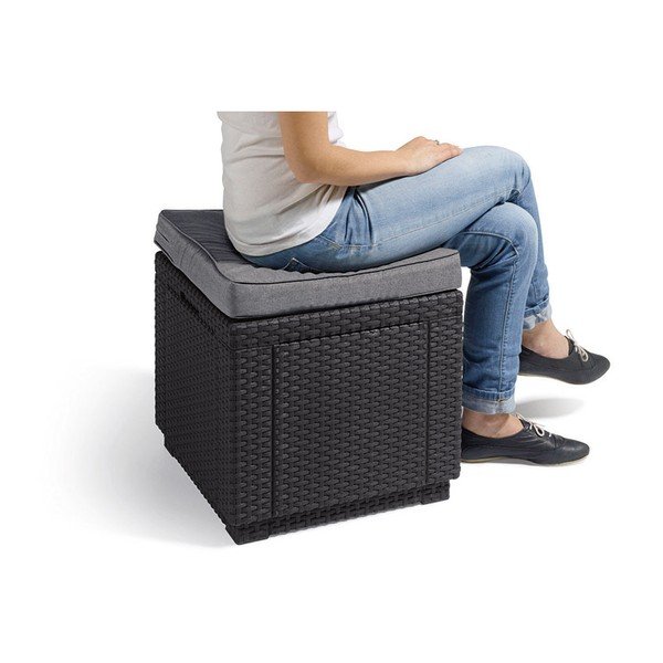 Sötétszürke kerti puff Cube – Keter-image-2