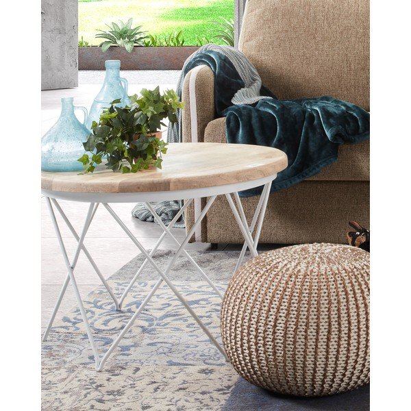 Shore barnásfehér puff - Kave Home-image-2