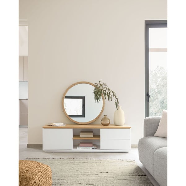 Fehér TV-állvány tölgyfa dekorral 150x44x36 cm Abilen – Kave Home-image-1