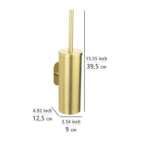 Aranyszínű öntapadós rozsdamentes acél WC-kefe Orea Gold – Wenko-image-2