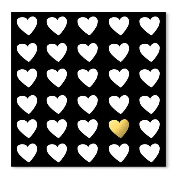 Precious Heart fekete plakát, 30 x 30 cm - Americanflat
