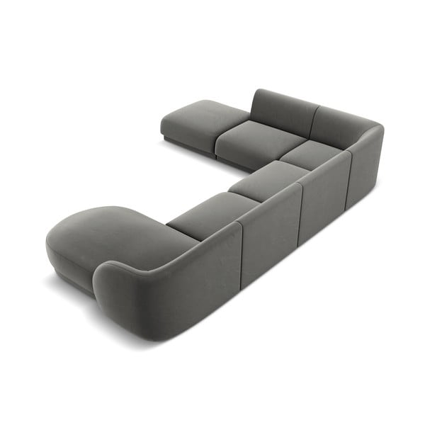 Szürke bársony sarokkanapé (bal oldali) Miley - Micadoni Home-image-4