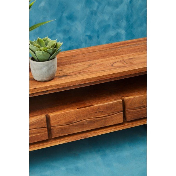 Sötét natúr színű akácfa TV-állvány 140x52x50 cm Simla – Premier Housewares-image-4