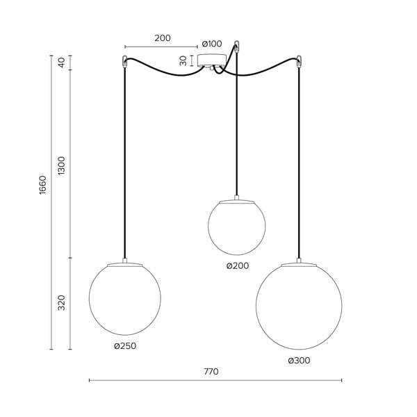 TSUKI fehér háromágú függőlámpa fekete foglalattal - Sotto Luce-image-3