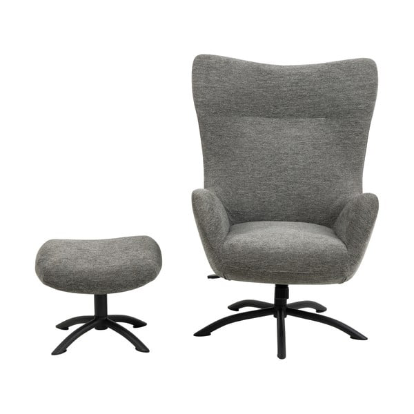 Talgarth antracitszürke füles fotel lábtartóval - Actona-image-2