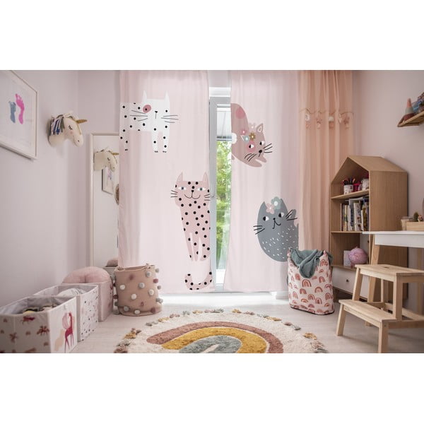 Rózsaszín gyerekfüggöny 250x110 cm Meow Meow - Butter Kings-image-1