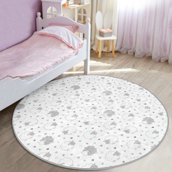 Fehér-világosszürke gyerek szőnyeg ø 80 cm Comfort – Mila Home-image-1