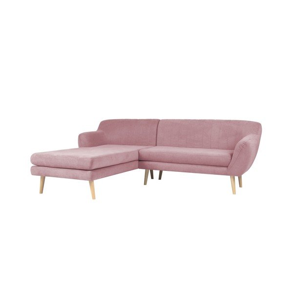 Sardaigne világos rózsaszín kanapé baloldali fekvőfotellel - Mazzini Sofas-image-1