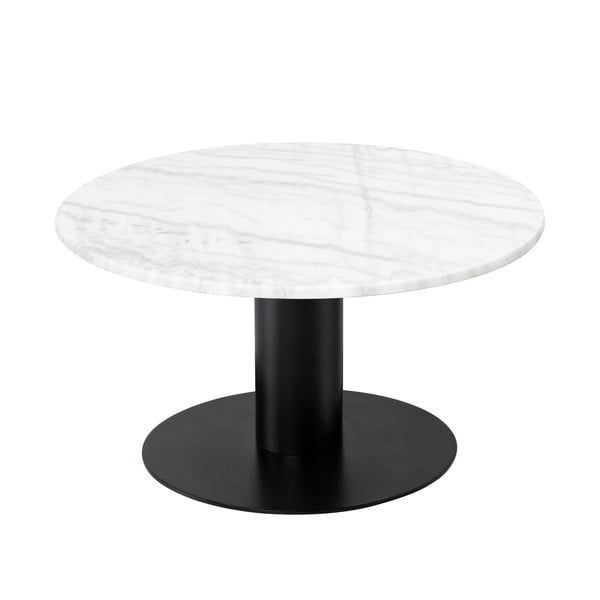 Pepo fehér márvány dohányzóasztal fekete talppal, ⌀ 85 cm - RGE