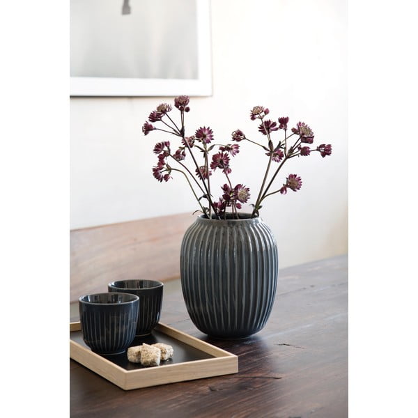 Hammershoi antracitszürke agyagkerámia váza, magasság 20 cm - Kähler Design-image-2