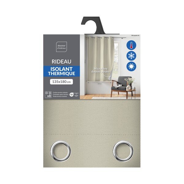 Bézs mikroszálas termo-dimout (részleges sötétítő) függöny 135x180 cm Micropolar – douceur d'intérieur-image-3