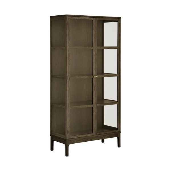 Sötétbarna tálalószekrény tölgyfa dekorral 90x180x40 cm Zamora – House Nordic