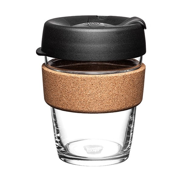 Fekete-barna utazóbögre 340 ml Brew Cork Black M – KeepCup