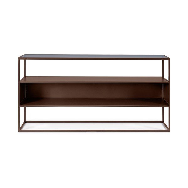 Sötétbarna konzolasztal üveg asztallappal 30x140 cm Godric – Bizzotto-image-3