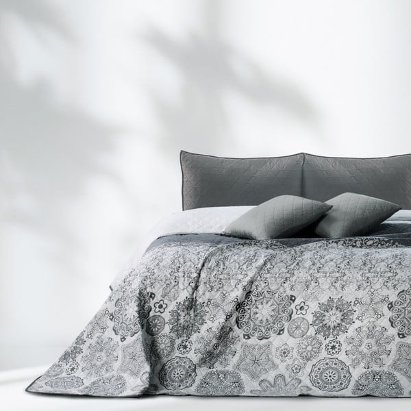 Alhambra fehér-szürke kétoldalas mikroszálas ágytakaró, 260 x 280 cm - DecoKing