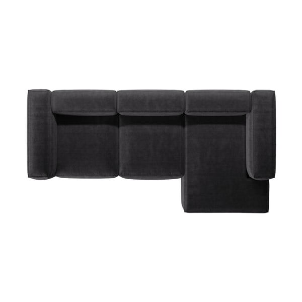 Sötétszürke kordbársony sarokkanapé (jobb oldali-heverő résszel) Bergamo – Cosmopolitan Design-image-3