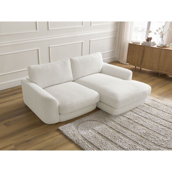 Fehér buklé sarokkanapé (jobb oldali-heverő résszel) Leonore – Bobochic Paris-image-4