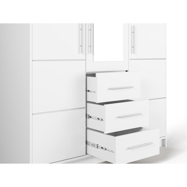 Fehér ruhásszekrény tükörrel 147x200 cm Derry - Cosmopolitan Design-image-4