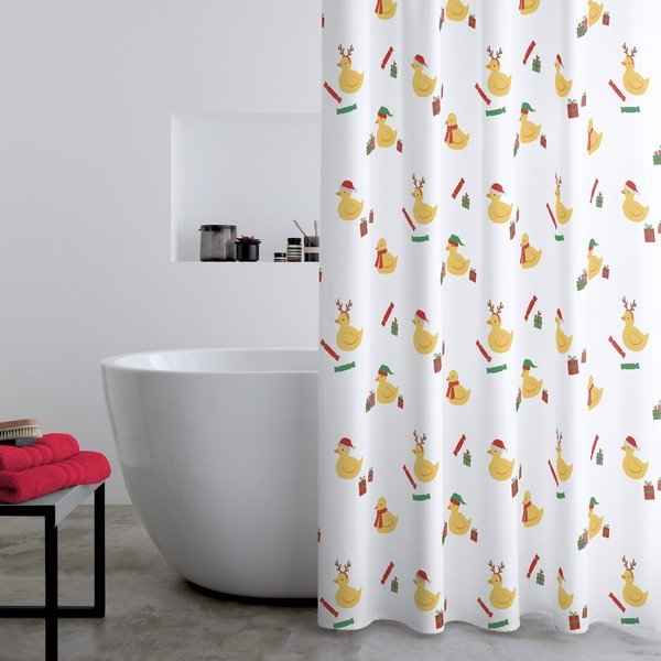 Zuhanyfüggöny 180x180 cm Christmas Quacker – Catherine Lansfield-image-1
