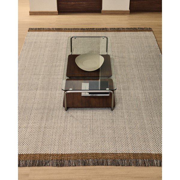 Krémszínű kézi szövésű gyapjú szőnyeg 160x230 cm Brina – Kave Home-image-1