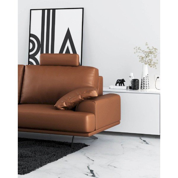 Konyakbarna bőr kanapé 220 cm Prado – MESONICA-image-4