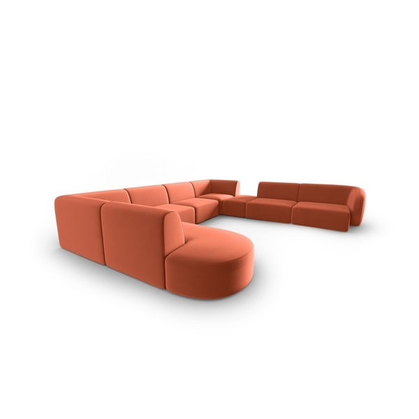 Rózsaszín bársony sarokkanapé (jobb oldali-U alakú) Paolo – Milo Casa-image-2