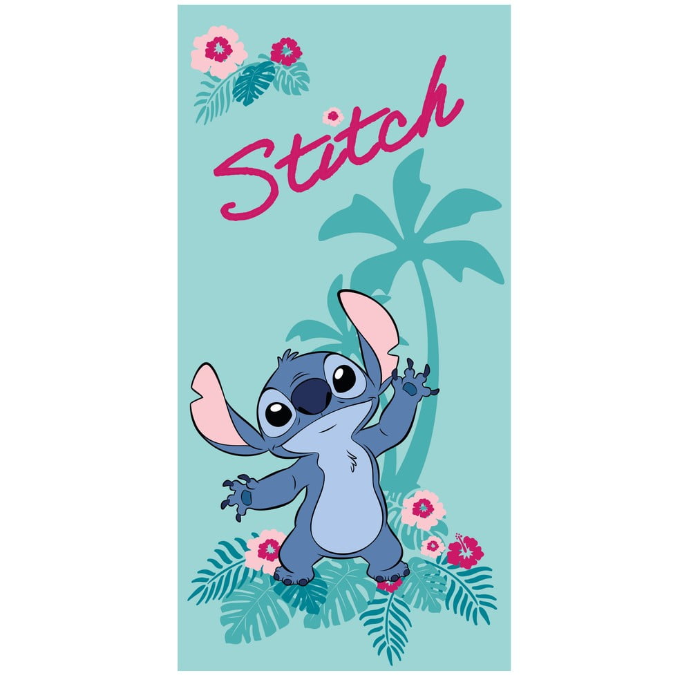 Türkiz mikroszálas gyerek fürdőlepedő 70x140 cm Lilo and Stitch "Hawaii"  Jerry Fabrics