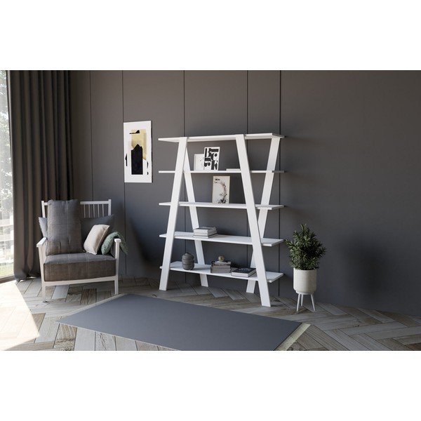 Fehér könyvespolc 120x150 cm Conde – Kalune Design-image-1