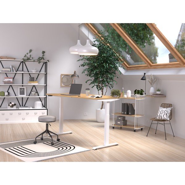 Íróasztal elektromosan állítható magassággal, tölgyfa dekoros asztallappal 80x160 cm Jet – Germania-image-1