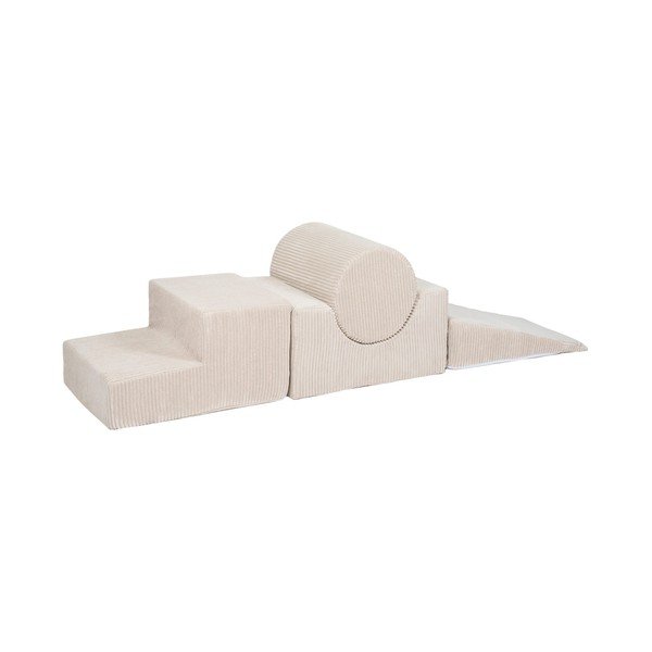 Krémszínű kordbársony habszivacs játszótér 4 db-os magasság 30 cm 45x170 cm Montessori – Meowbaby