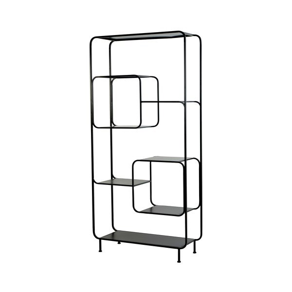 Fekete fém könyvespolc 100x206 cm Winston – Light & Living-image-2