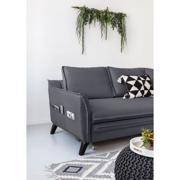 Charming Charlie antracit kinyitható sarokkanapé, jobb oldali - Miuform-image-4