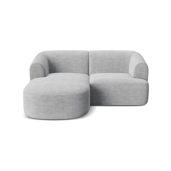 Világosszürke kordbársony sarokkanapé (bal oldali-heverő résszel) Campi – Cosmopolitan Design-image-2