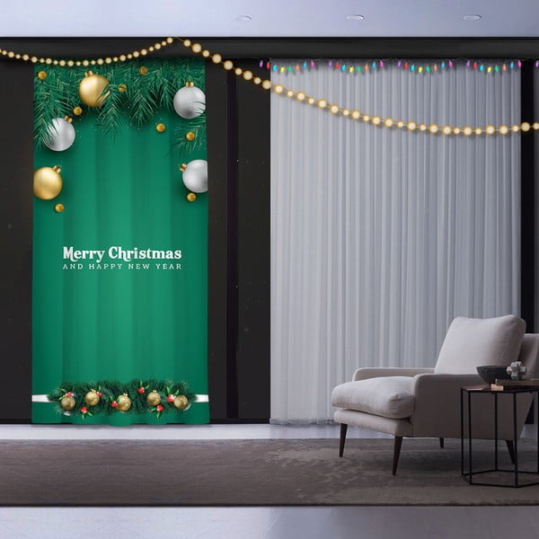 Green Christmas Deco karácsonyi függöny, 140 x 260 cm