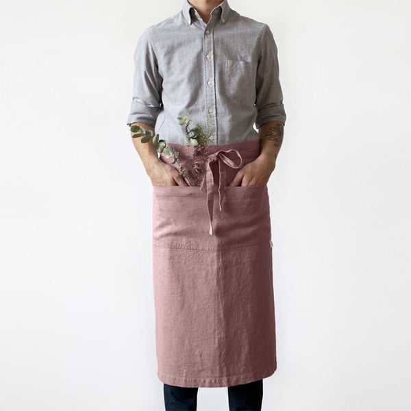 Chef lila len kötény, hosszúság 76 cm - Linen Tales