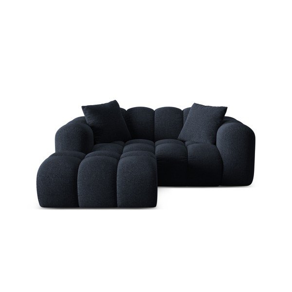 Sötétkék zsenília sarokkanapé (bal oldali-heverő résszel) Treno – Cosmopolitan Design