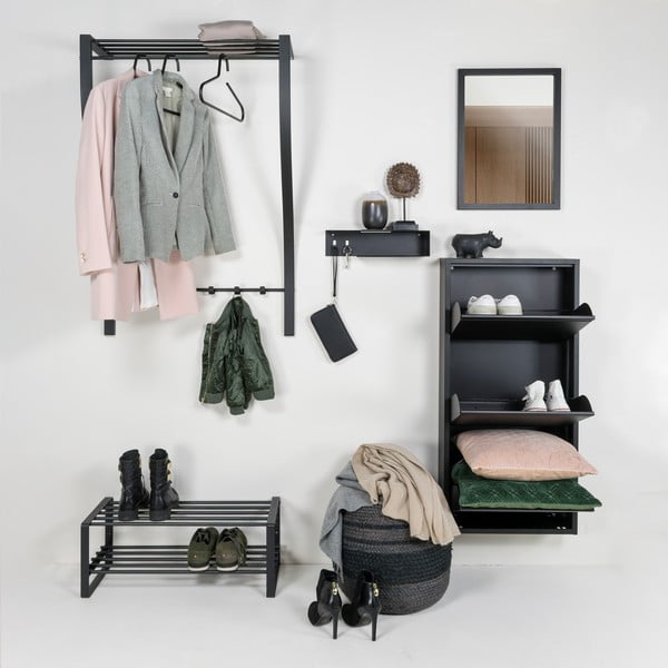 Fekete fém fali fogas polccal 75 cm Carve – Spinder Design-image-3