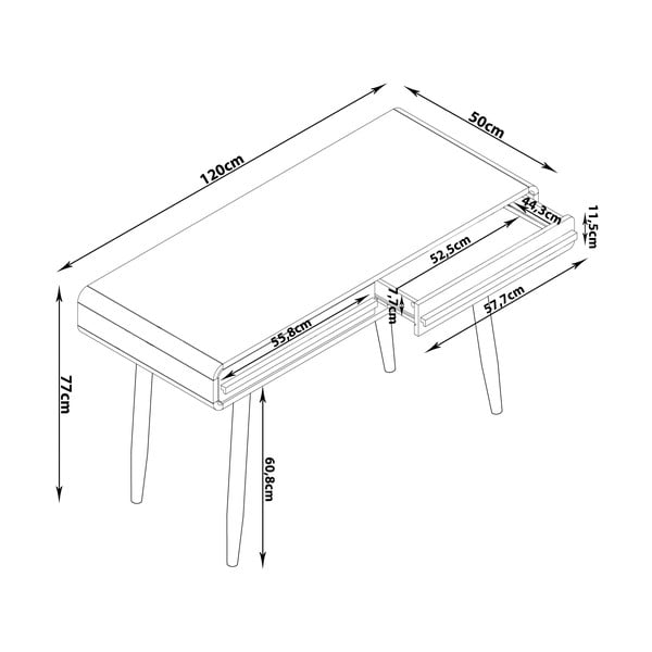 Íróasztal 50x120 cm Chantal – Støraa-image-4