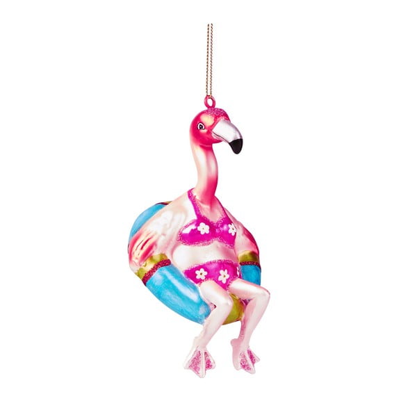 Flamingo Floatie karácsonyi üveg függődísz - Butlers