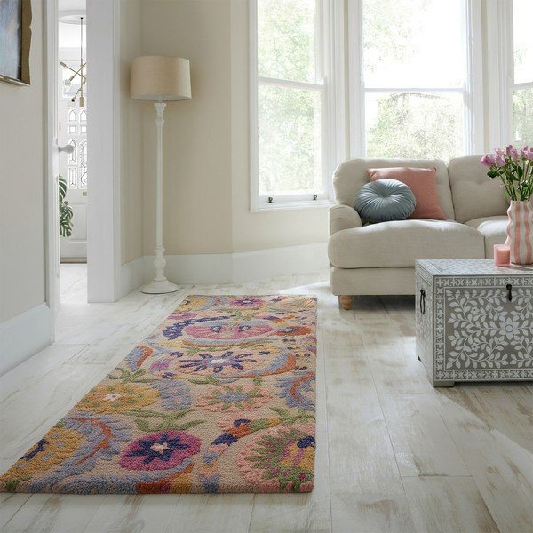 Kézi szövésű gyapjú futószőnyeg 80x300 cm Amira Floral  – Flair Rugs-image-1
