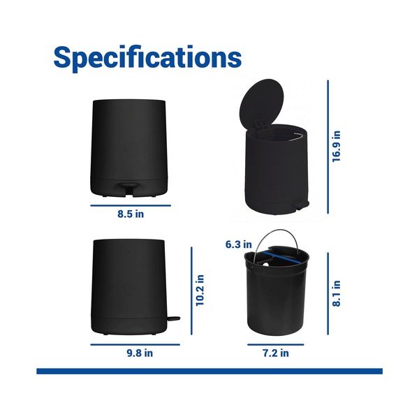 Fekete műanyag pedálos szemetes 5 l Fablo – Wenko-image-4