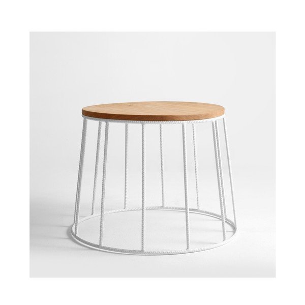 Form Memo tölgyfamintás dohányzóasztal fehér konstrukcióval, ⌀ 50 cm - Custom-image-1