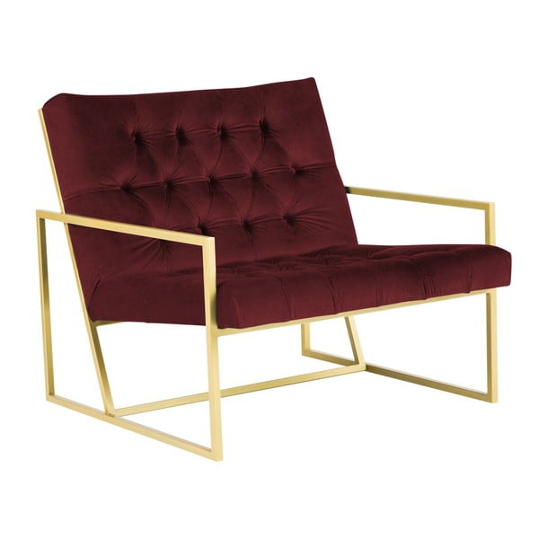 Bono burgundi vörös fotel aranyszínű konstrukcióval - Mazzini Sofas