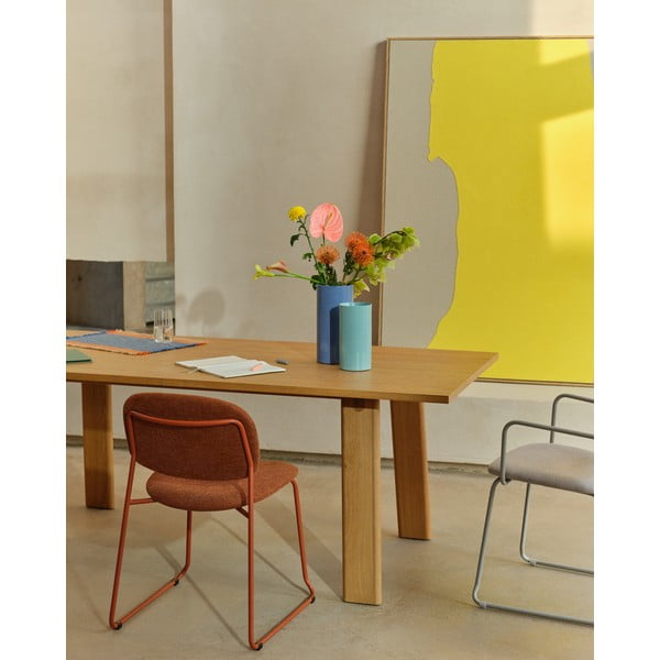 Bővíthető étkezőasztal tölgyfa dekoros asztallappal, hosszabbító asztallappal 95x200 cm Arlen – Kave Home-image-2