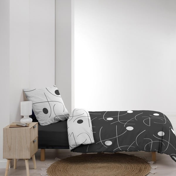 Fehér-sötétszürke egyszemélyes mikroszálas ágyneműhuzat 140x200 cm Sonate – douceur d'intérieur-image-4