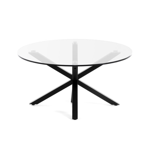 Fekete kerek dohányzóasztal üveg asztallappal ø 82 cm Argo – Kave Home