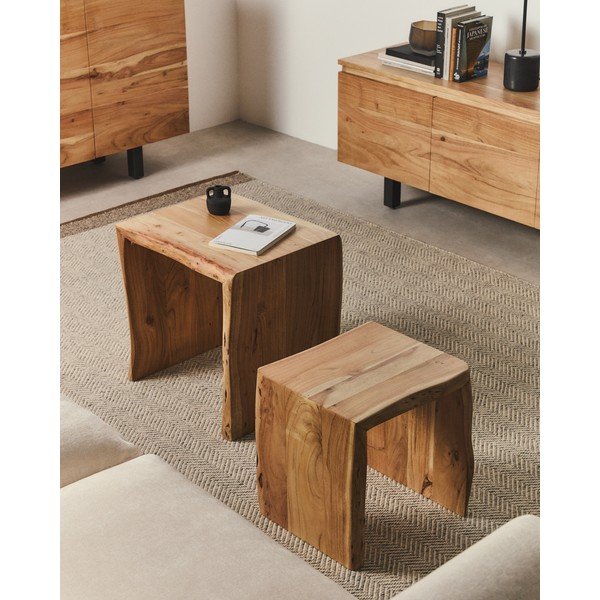 Akácfa tárolóasztal szett 2 db-os 40x50 cm Lomiri – Kave Home-image-1