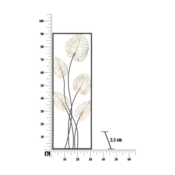 Luxy -B- levél motívumos fali fémdekoráció, 31 x 90 cm - Mauro Ferretti-image-2